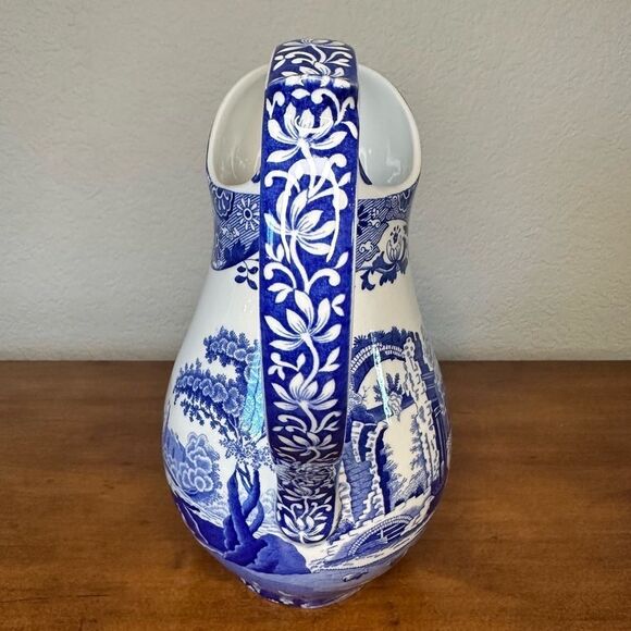 Spode Blue Italian Camilla Pitcher Jug 8 3/4" Made In England C 1816 NEW - Picture 5 of 5